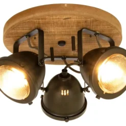 Aneta Lighting kattospotti Alaska 3-os. antiikkipuu/raudanharmaa