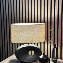 Aneta Lighting pöytävalaisin Ellipse musta/beige