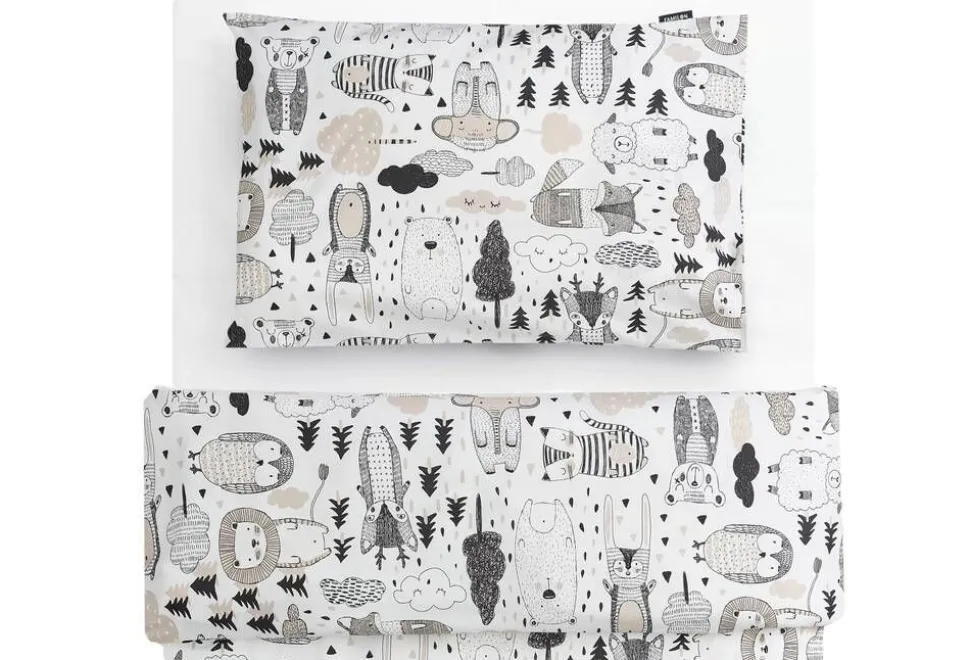 Familon Kaverit Organic lasten pl+tl setti valk/kaakao 120x160/40x60