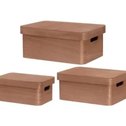 4Living puulaatikko kannella 30x21x13 cm ruskea