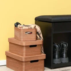 4Living puulaatikko kannella 25x17x11 cm ruskea