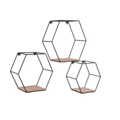 Mirrors and More seinähylly Chiara musta/puu 3-pack