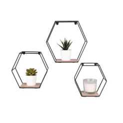 Mirrors and More seinähylly Chiara musta/puu 3-pack