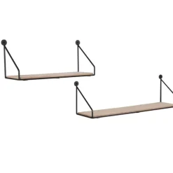 Mirrors and More seinähylly Dana musta/puu 2-pack