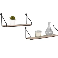 Mirrors and More seinähylly Dana musta/puu 2-pack