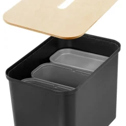 Smartstore Collect lajitteluastiasetti vanerikannella 76 L musta