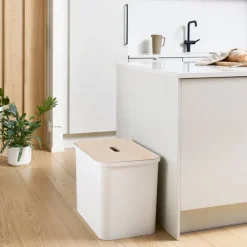 Smartstore Collect lajitteluastiasetti vanerikannella 76 L valkoinen