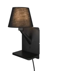 Trio Lighting Comfort seinävalaisin E14 mattamusta latausase