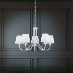 Trio Lighting kattokruunu Cortez 5-os E14 mattavalkoinen