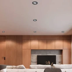 Trio Lighting LED alasvalo Pamir mattamusta pyöreä