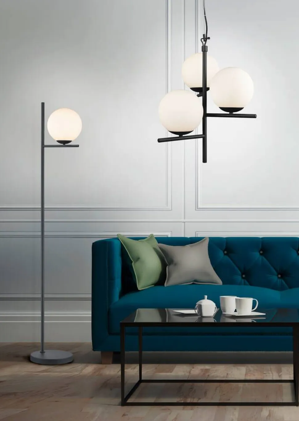 Trio Lighting riippuvalaisin Pure 3-os E14 mattamusta