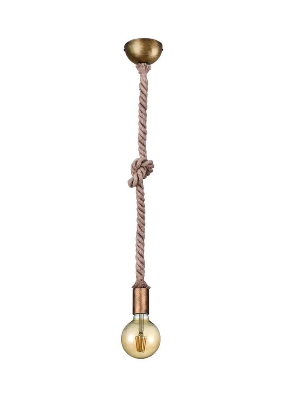 Trio Lighting riippuvalaisin Rope 1-os E27 antiikkimessinki