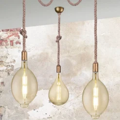 Trio Lighting riippuvalaisin Rope 1-os E27 antiikkimessinki