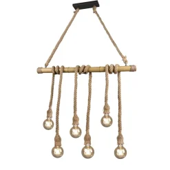 Trio Lighting riippuvalaisin Wilma 6xE27 bambu/sisal