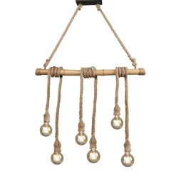 Trio Lighting riippuvalaisin Wilma 6xE27 bambu/sisal