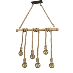 Trio Lighting riippuvalaisin Wilma 6xE27 bambu/sisal