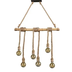 Trio Lighting riippuvalaisin Wilma 6xE27 bambu/sisal