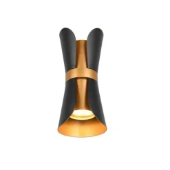 Trio Lighting seinävalaisin Coat 2xGU10 mattamusta/kulta