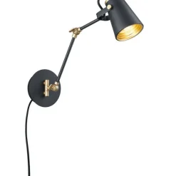 Trio Lighting seinävalaisin Edward E14 mattamusta/kulta
