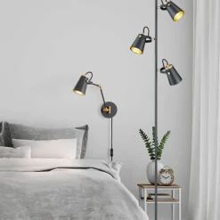 Trio Lighting seinävalaisin Edward E14 mattamusta/kulta