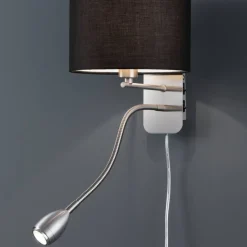 Trio Lighting seinävalaisin Hotel lukuvalolla E14 + LED must