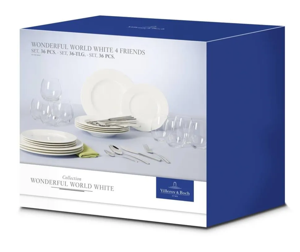 Villeroy&Boch Wonderful World Astiasto 4 hlö valkoinen 36-os.