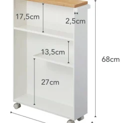 Yamazaki kapea hyllykkö pyörillä Tower valkoinen